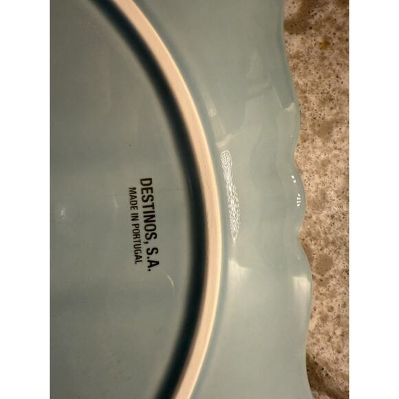 Cake Stand Square Destinos SA Portugal Sage L 12.5” X 12.5” Ceramic Easy Care - Picture 6 of 6